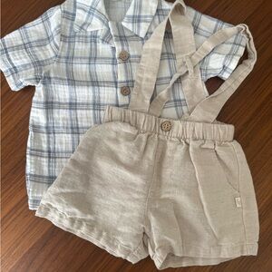 Plaid Blue and Beige Kids Matching Set